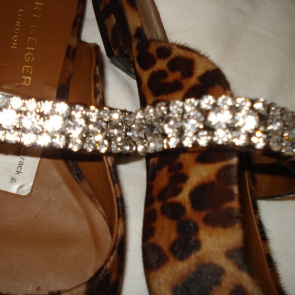 Kurt Geiger London Animal Print rhinestone slides mules sandals eu 39 or 8 - Picture 3 of 8